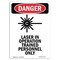 Signmission OSHA Danger Sign, Laser In Operation, 14in X 10in Rigid Plastic, 10" W, 14" H, Portrait OS-DS-P-1014-V-1413 - alternate 1